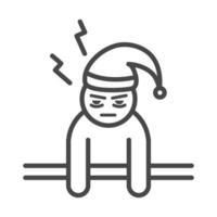 insomnia sleepless man with hat linear icon style vector