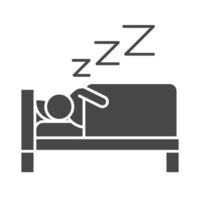 insomnia character sleeping in the bed silhouette icon style