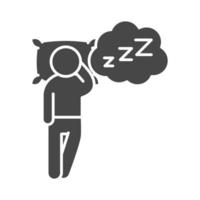 avatar de insomnio durmiendo con estilo de icono de silueta de almohada vector