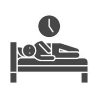 insomnio relajante persona en la cama antes de acostarse silueta icono estilo vector