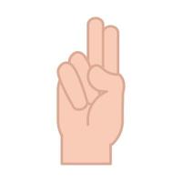 sign language hand gesture indicating u letter line and fill icon vector