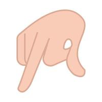 sign language hand gesture indicating q letter line and fill icon vector