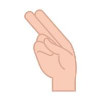 sign language hand gesture indicating h letter line and fill icon vector