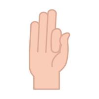 sign language hand gesture indicating f letter line and fill icon vector