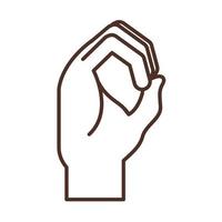 sign language hand gesture indicating o letter line icon vector