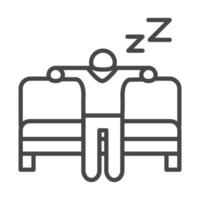 personaje de insomnio durmiendo en el estilo de icono lineal de sofá vector