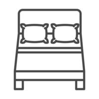 top view double bed with pillows linear icon style vector