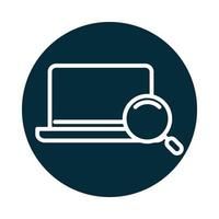 search icon laptop computer technology internet block and line icon vector