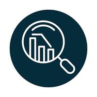 search icon decrease diagram financial report magnifying glass block and line icon vector