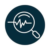 search icon pulse medical research block and line icon vector
