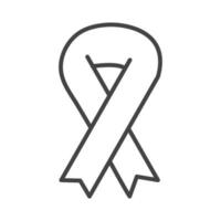 black ribbon awareness symbol line icon style vector
