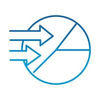data analysis financial business pie chart planning arrow gradient blue line icon vector