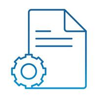 análisis de datos documento papel engranaje trabajo gradiente línea azul icono vector