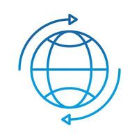 data analysis around world financial business gradient blue line icon vector