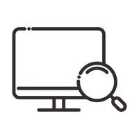 search icon computer screen magnifier thin line icon vector