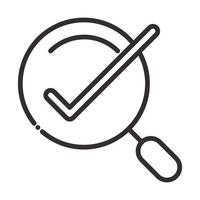 search icon check mark magnifying glass thin line icon vector