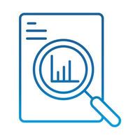 data analysis document information chart economy magnifier gradient blue line icon vector