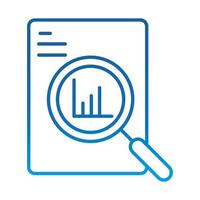 data analysis document information chart economy magnifier gradient blue line icon vector