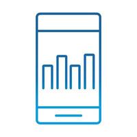 data analysis smartphone digital chart business strategy and investment gradient blue line icon vector