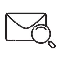 search icon email message magnifying glass internet thin line icon vector