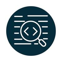 search icon magnifying glass code interface web block and line icon vector