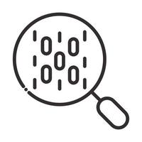 search icon magnifying glass binary interface internet thin line icon vector