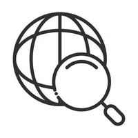 search icon world magnifier pictogram thin line icon vector