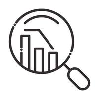 search icon decrease diagram financial report magnifying glass thin line icon vector