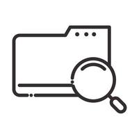 search icon folder file data magnifier thin line icon vector