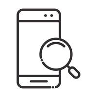 search icon smartphone device magnifier app thin line icon vector