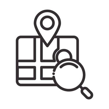 search icon gps navigation pointer magnifier application thin line icon vector