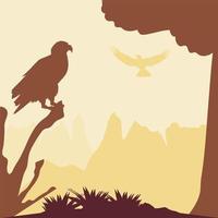 silhouette eagle on branch vector