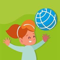 happy girl with ball vector