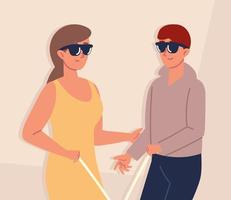blind people with sunglasses vector