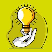 hand holds bulb vector