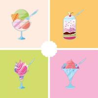 set of ice cream vector