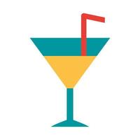 cocktail with straw drink liquor flat icon style vector