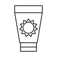 sunblock bottle lotion protection linear icon style vector