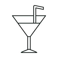 cocktail with straw drink liquor linear icon style vector