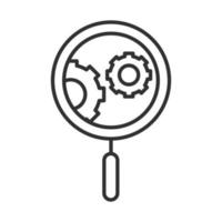 data analysis magnifying glass gear engine optimization line icon vector