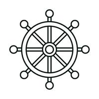 ship helm steering wheel linear icon style vector