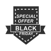 black friday weekend super sale sticker on dark shape icon silhouette style vector