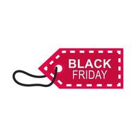 black friday red tag on the rope icon flat style vector