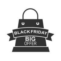 bolsa de compras de viernes negro gran oferta especial icono estilo de silueta vector