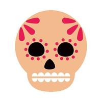 day of the dead sugar skull floral decoraiton mexican celebration icon flat style vector