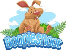 A rabbit cartoon character with Booplesnoot font banner isolated vector