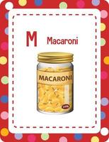 Alphabet flashcard with letter M for Macaroni vector