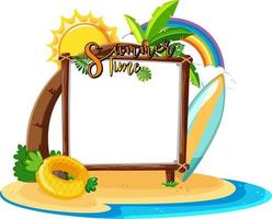 Empty banner board with summer beach elements isolated vector