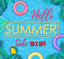 hola banner de venta de verano con elementos de verano vector