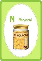 Alphabet flashcard with letter M for Macaroni vector